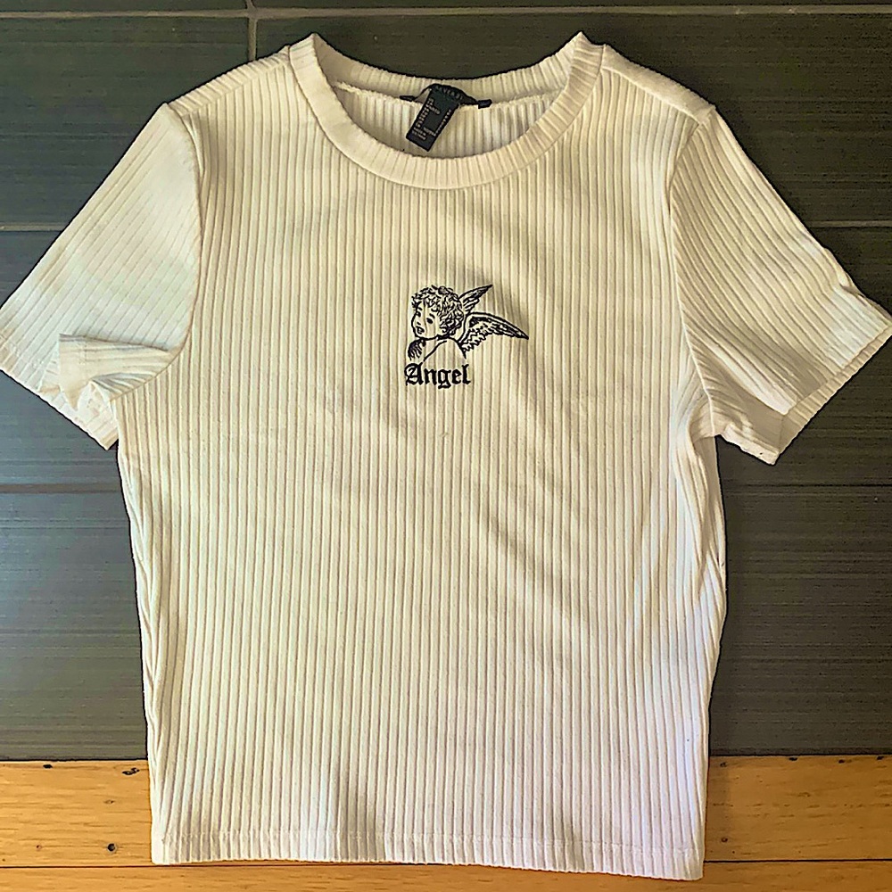 Angel Forever 21 Fitted Ribbed Tee